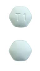 Pill T1 Blue Six-sided is Teriflunomide