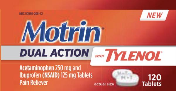Pill M T is Motrin Dual Action With Tylenol acetaminophen 250 / ibuprofen 125 mg