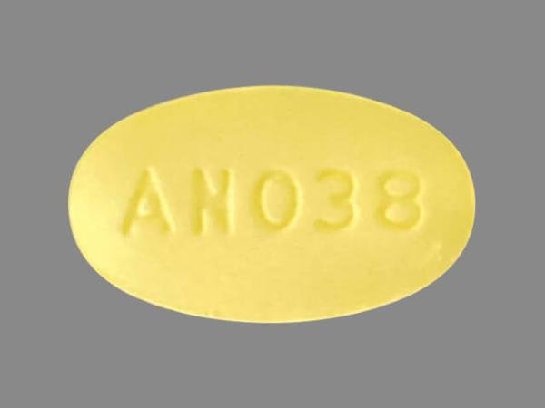 Pill AN038 is Mucus Relief DM dextromethorphan hydrobromide 30 mg / guaifenesin 600 mg