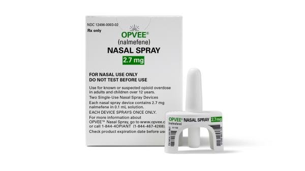 Opvee (nalmefene) nalmefene 2.7 mg (equivalent to nalmefene hydrochloride 3 mg) per 0.1 mL spray