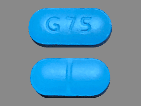 Pill G 75 Blue Capsule/Oblong is Sertraline Hydrochloride