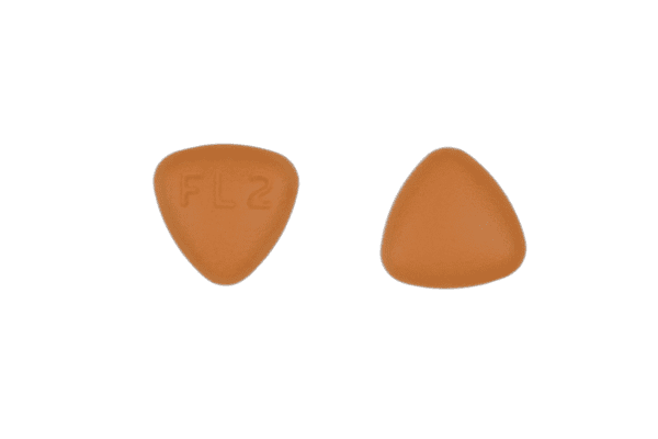 Pill FL2 Orange Three-sided is Fluphenazine Hydrochloride