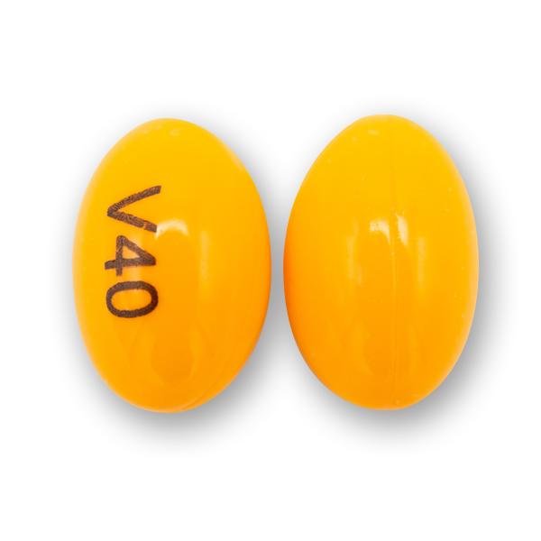 Pill V40  Orange Capsule/Oblong is Isotretinoin
