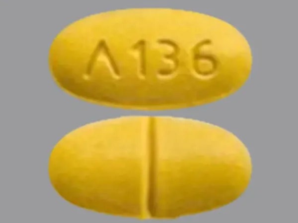 Pill Logo 136 Yellow Oval is Oxcarbazepine