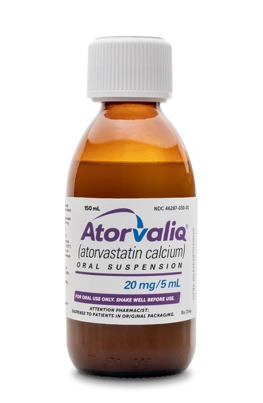 Pill medicine is Atorvaliq 20 mg/5 mL oral suspension