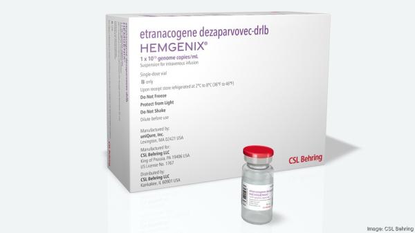 Hemgenix 1 × 10<sup>13</sup> genome copies/mL suspension for intravenous infusion medicine