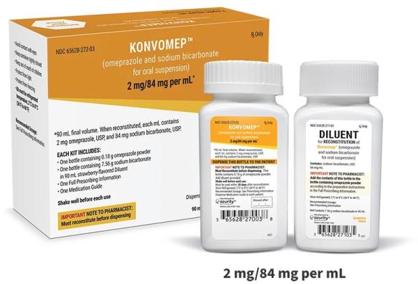 Pill medicine is Konvomep omeprazole 2 mg / sodium bicarbonate 84 mg per mL powder for oral suspension