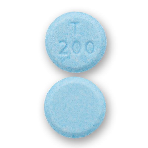 Pill T 200 Blue Round is Dicyclomine Hydrochloride