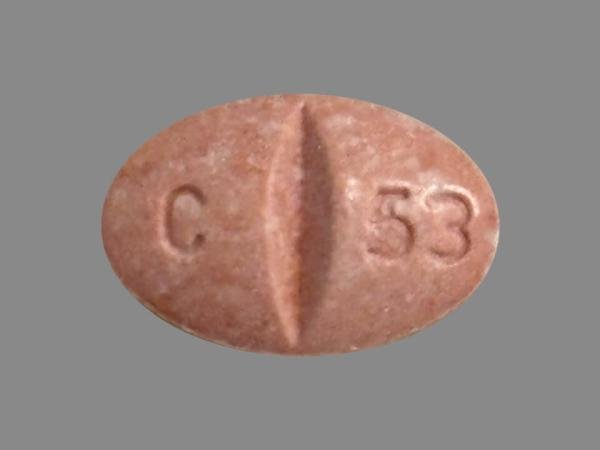 Pill C 53 Brown Oval is Lisinopril