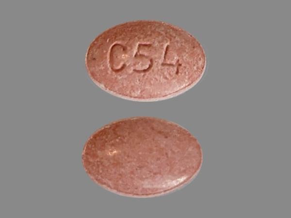 Pill C54 Brown Oval is Lisinopril