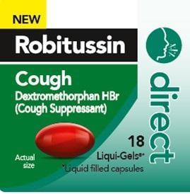 Pill R Red Capsule/Oblong is Robitussin Direct Cough