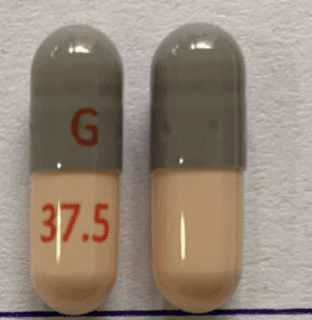 Pill G 37.5 Gray & Peach Capsule/Oblong is Venlafaxine Hydrochloride Extended-Release