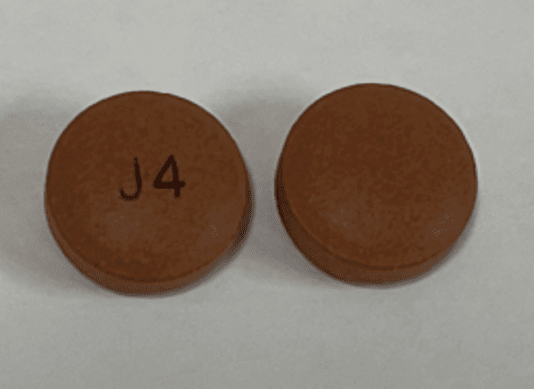 Pill J4 Brown Round is Chlorpromazine Hydrochloride