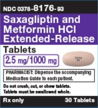 Saxagliptin Hydrochloride and Metformin Hydrochloride Extended-Release 2.5 mg / 1000 mg (SM4 M)