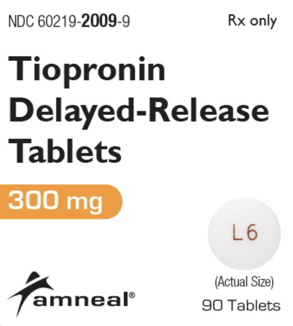 Pill L6 White Round is Tiopronin Delayed-Release