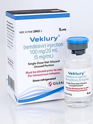 Veklury 100 mg/20 mL (5 mg/mL) injection