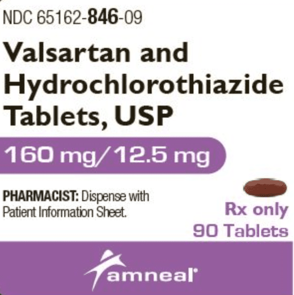 Hydrochlorothiazide and valsartan 12.5 mg / 160 mg AN 846
