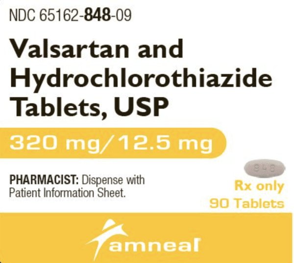 Hydrochlorothiazide and valsartan 12.5 mg / 320 mg AN 848