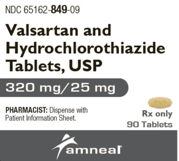 Hydrochlorothiazide and valsartan 25 mg / 320 mg AN 849