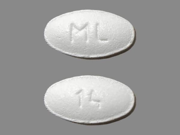 Pill ML 14 White Oval is Losartan Potassium