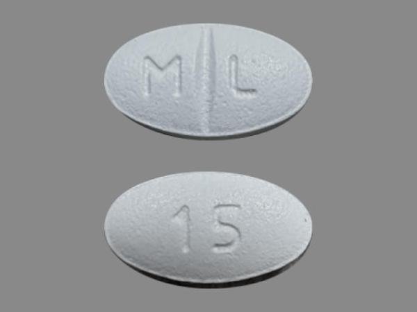 Pill M L 15 White Oval is Losartan Potassium