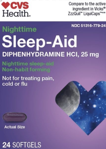 Pill 779 Purple Capsule/Oblong is Diphenhydramine Hydrochloride