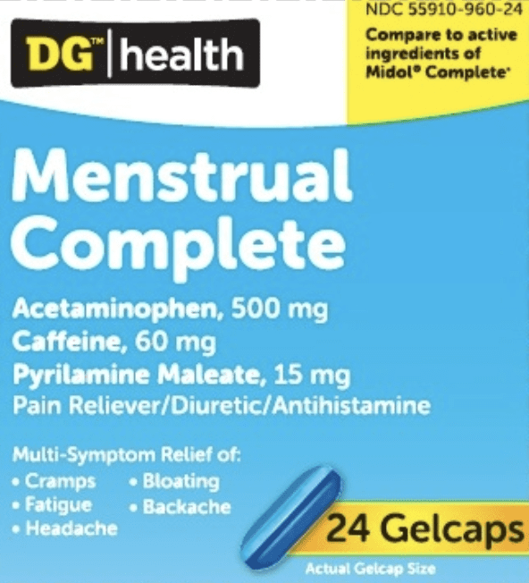 Menstrual complete acetaminophen 500 mg / caffeine 60 mg / pyrilamine maleate 15 mg S79