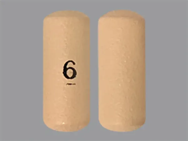 Pill 6 Beige Capsule/Oblong is Paliperidone Extended-Release