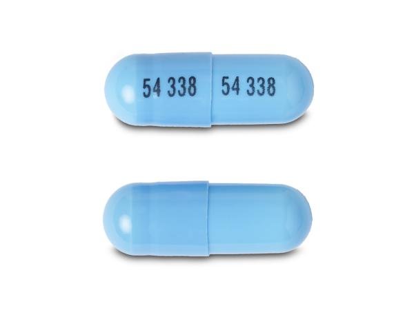 Pill 54 338 54 338 Blue Capsule/Oblong is Lisdexamfetamine Dimesylate