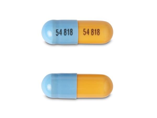 Pill 54 818 54 818 Blue & Orange Capsule/Oblong is Lisdexamfetamine Dimesylate