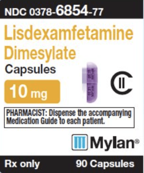 Pill MYLAN LE 10 MYLAN LE 10 Purple Capsule-shape is Lisdexamfetamine Dimesylate