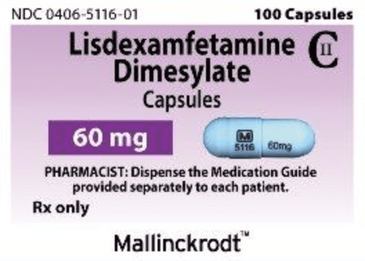 Pill M 5116 60 mg Blue Capsule/Oblong is Lisdexamfetamine Dimesylate