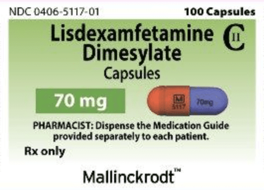 Pill M 5117 70 mg Blue & Orange Capsule/Oblong is Lisdexamfetamine Dimesylate