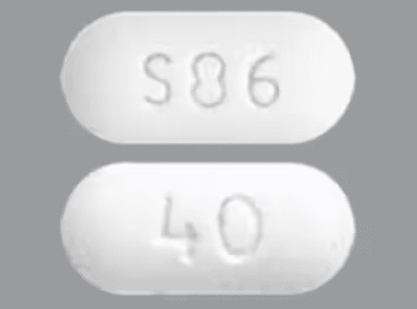 Pill S86 40 White Capsule/Oblong is Lisdexamfetamine Dimesylate (Chewable)