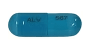 Pill ALV 567 Blue Capsule/Oblong is Lisdexamfetamine Dimesylate