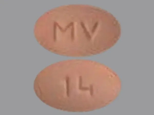 Pill MV 14 Pink Oval is Vilazodone Hydrochloride