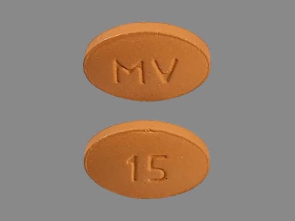 Pill MV 15 Orange Oval is Vilazodone Hydrochloride