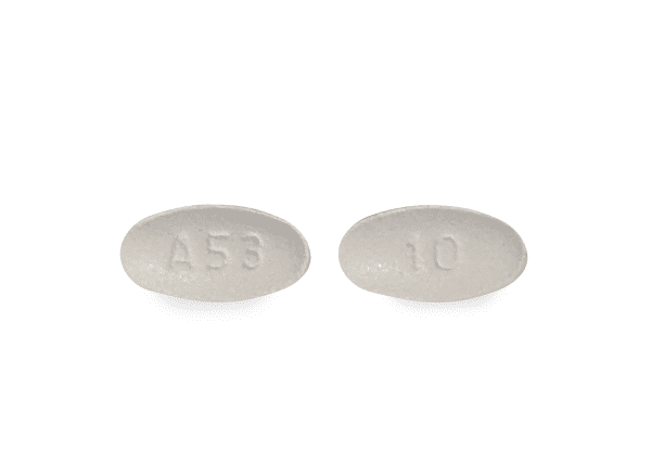 Pill A 53 10 White Oval is Atorvastatin Calcium