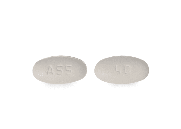 Pill A 55 40 White Oval is Atorvastatin Calcium