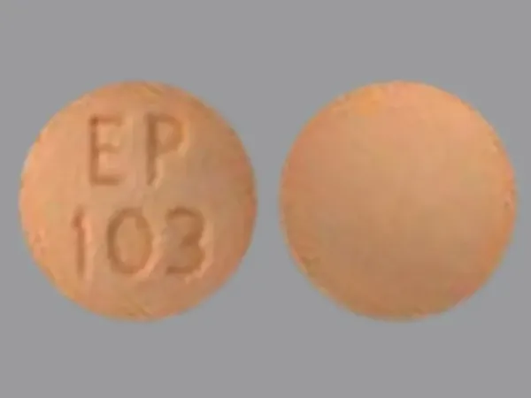 Pill EP 103 Peach Round is Hydralazine Hydrochloride