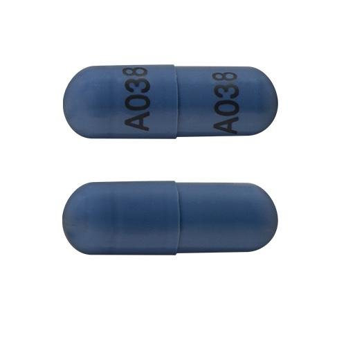 Pill A038 A038 Blue Capsule/Oblong is Amphetamine and Dextroamphetamine Extended-Release