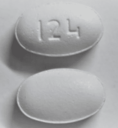 Pill I24 White Oval is Hydrochlorothiazide and Losartan Potassium