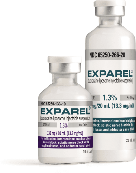 Pill medicine is Exparel 1.3% injectable suspension