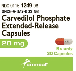 Pill H32 Orange & White Capsule/Oblong is Carvedilol Phosphate Extended Release