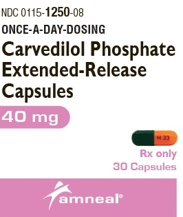 Carvedilol phosphate extended release 40 mg H33