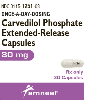 Carvedilol phosphate extended release 80 mg H34