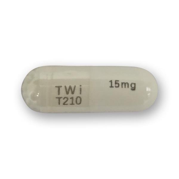 Pill TWi T210 15mg Clear Capsule/Oblong is Topiramate