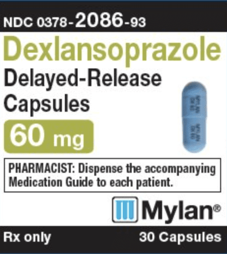 Dexlansoprazole sesquihydrate delayed-release 60 mg MYLAN DX 60 MYLAN DX 60