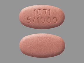 Pill 1071 5/1000 is Dapagliflozin Propanediol and Metformin Hydrochloride 5 mg / 1000 mg