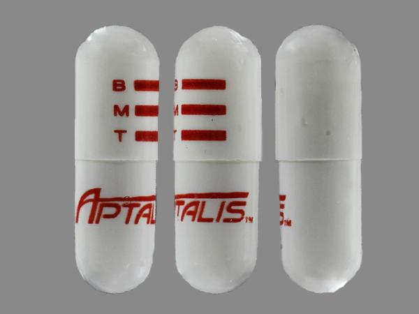 Pill BMT APTALIS White Capsule/Oblong is Bismuth Subcitrate Potassium, Metronidazole and Tetracycline Hydrochloride